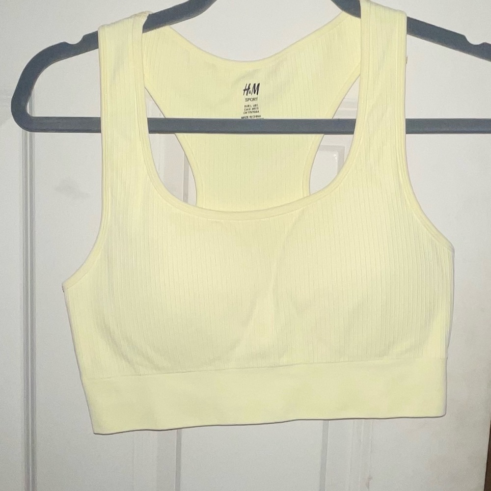 yellow sports bra